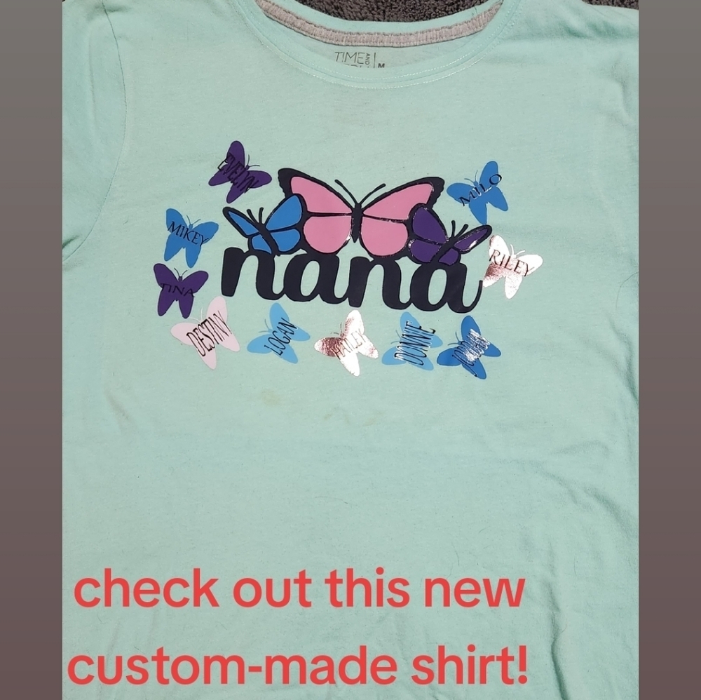 New arrival Custom-made Nana shirts! Get all your grandkids' names put on them.